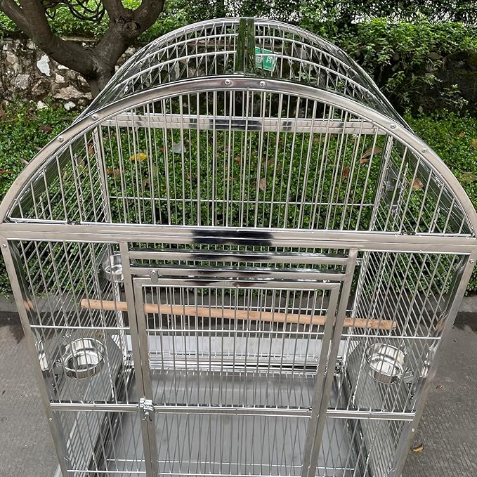 BMWPET SUS201 Stainless Steel Dome Top Style Bird Cage Parrot Cage 40"X30"X66"