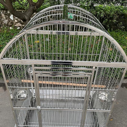 BMWPET SUS201 Stainless Steel Dome Top Style Bird Cage Parrot Cage 40"X30"X66"
