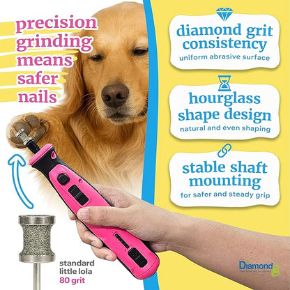 Diamondg Dog Nail Grinder Bit, 1 Pack - Compatible with Dremel, Diamond Bit for Pet Nails with 80 Grit Body & 120 Grit Polishing Bowl - Ideal for Small Dogs Under 30lbs., Standard Little Lola