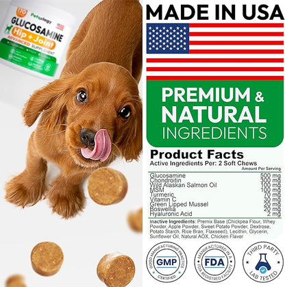 Glucosamine for Dogs - Hip and Joint Supplement for Dogs - 170 Mobility Chews - Glucosamine Chondroitin - MSM - Turmeric - Joint Pain Relief - Advanced Support for Dog Health - Made in USA