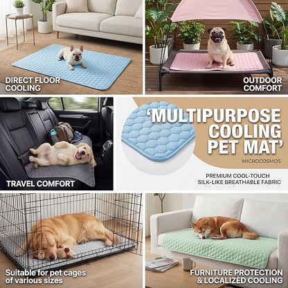 MICROCOSMOS Summer Cooling Mat & Sleeping Pad- Water Absorption Top, Easy Carry, EZ Clean, Materials Safe. Keep Cooling for Pets, Kids and Adults.(Grey, 28" x 22") Gray