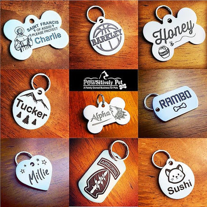 Stainless Steel Custom DEEP Engraved Pet ID Tags Personalized Front/Back Dog Tags for Dogs and Cats - Military Dog Tag 7/8" x1-1/2 (2-Side Engraving)