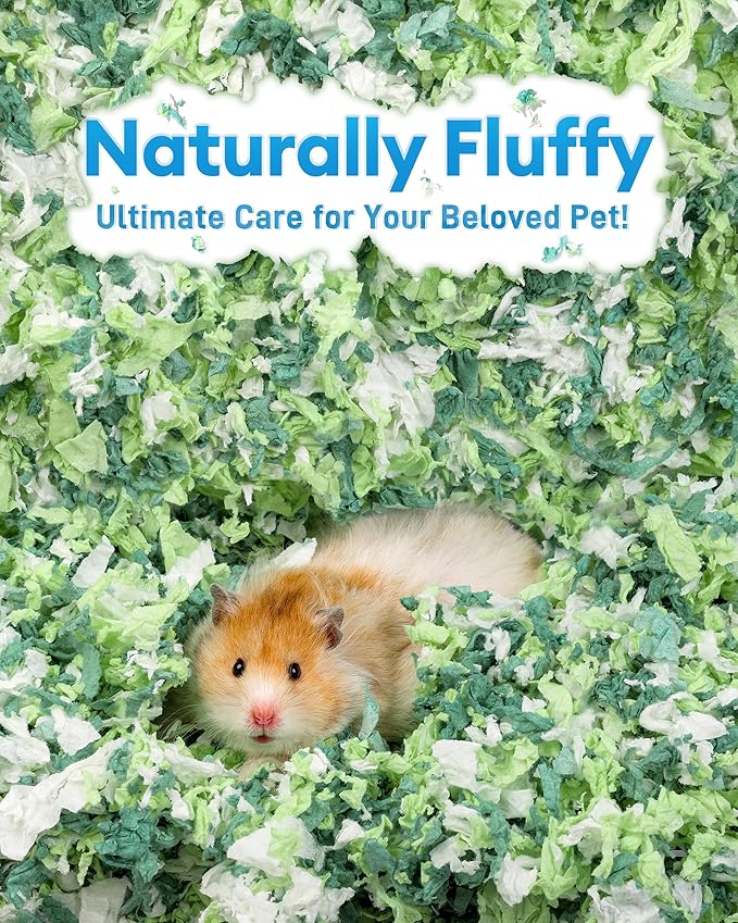 BUCATSTATE Hamster Bedding 70L, 99% Dust-Free Guinea Pig Paper Bedding Odor Control Paper Bedding, Cozy Small Animal Bedding for Rabbit Rat Syrian Dwarf Hamsters Gerbils (Mint)