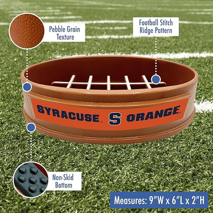 NCAA Super-Bowl - Syracuse Orange Slow Feeder Dog Bowl. Football Design Slow Feeding Cat Bowl for Healthy Digestion. Non-Slip Pet Bowl for Large & Small Dogs & Cats