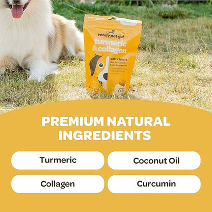 Turmeric for Dogs Soft Chews | Hip and Joint Chews for Dogs Comfort & Mobility with Collagen for Dogs | Dog Joint Supplement for All Ages Breeds & Sizes | NASC Certified & Made in The USA | 90 Chews