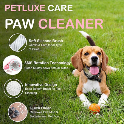 Dog Paw Washer Kit - Includes Paw Cleaner Cup, Towel, Pet Bath Brush & Moisturizing Balm - Dog Foot Washer for Muddy Paws, ideal for Small & Medium Dogs (Pink, Small)