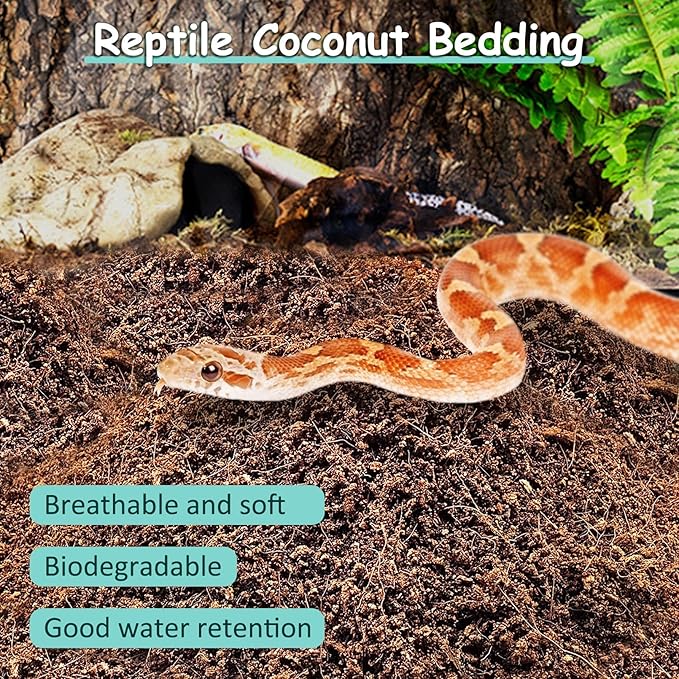 VCEPJH Loose Coconut Fiber Substrate 3 Pack Natural Coco Coir Reptile Bedding Tortoise Substrate Soil Habitat Accessories for Tarantula Snake Bearded Dragon Spiders Hermit Crabs