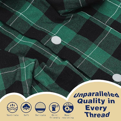 Paiaite Plaid Dog Shirt: Classic CheckeGreen Style in Pure Cotton for Large, Medium, and Small Breeds, Comfort, Breathability, and Elegance. Perfect for Everyday Wear, and Photoshoots Green L