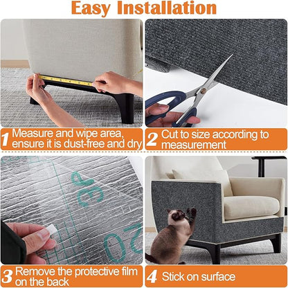 Cat Scratch Furniture Protector - 40" x 17" Trimmable Self-Adhesive Cats Claws Scratch Pads, DIY Cat Climbing Couch Protector for Scratch Post Cat Tree Replacement Indoor (Dark Gray)