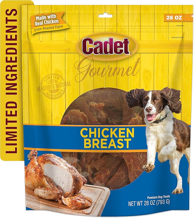 Cadet Gourmet Chicken Breast Dog Treats - Healthy & Natural Chicken Dog Training Treats for Small & Large Dogs - Inspected & Tested in USA (28 oz.)