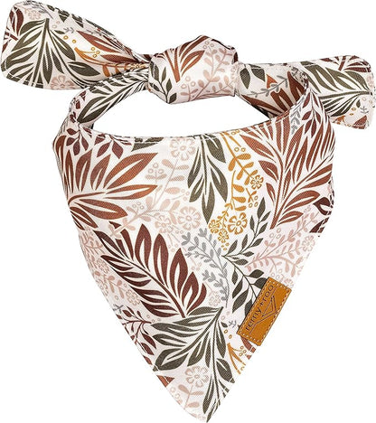 Remy+Roo Fall Dog Bandanas 4 Pack - Amber Set, Premium Durable Polyester Fabric, Patented Curved Design, Adjustable Fit for Small, Large, and XL Dogs, Trendy Patterns, Dog Fall Bandanas (Small)