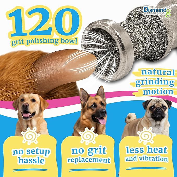 Diamondg Dog Nail Grinder Bit, 1 Pack - Compatible with Dremel, Diamond Bit for Pet Nails with 80 Grit Body & 120 Grit Polishing Bowl - Ideal for Small Dogs Under 30lbs., Enhanced Little Lola