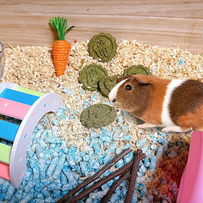 Hamiledyi 36PCS Bunny Chew Toys for Teeth Grinding Natural Timothy Hay Grass Cakes for Rabbits Guinea Pigs Chinchillas Gerbils Hamsters Improves Dental Health