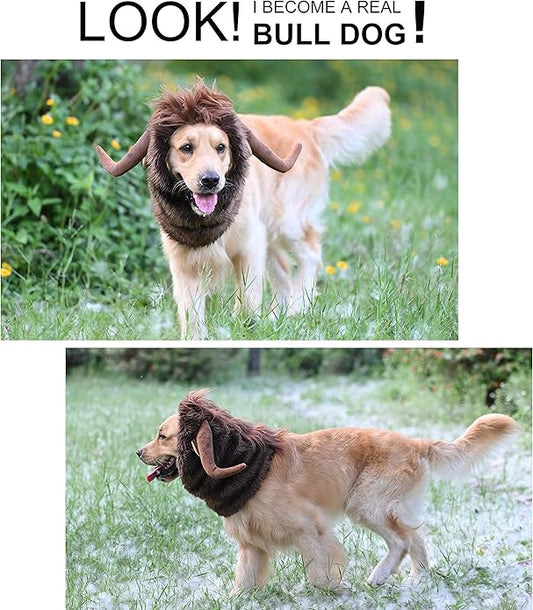 Funny Reindeer Moose Dog Costume - Cute Furry Pet Wig for Halloween & Christmas