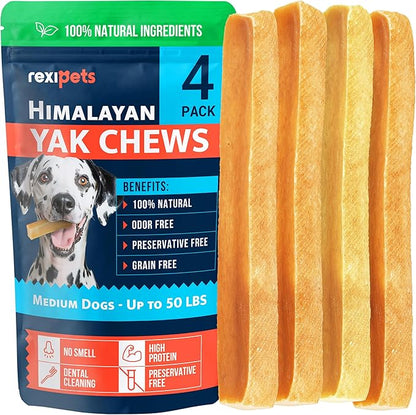 100% Natural Yak Cheese Himalayan Made Dog Chews All Breeds - Lactose Free Yak Chew for Small, Medium & Large Dogs - Dental Cleaning Dog Chews Aggressive Chewers - Long Lasting Odor & Gluten Free