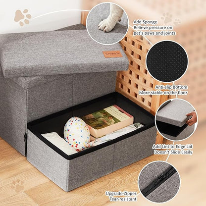 Love's cabin Dog Stairs with Storage 13" H,Foldable Pet Stairs for Small Medium or Large Dogs,Cat Puppy Steps Ramp with Zip up to 150 lbs(Solid Grey,2 Steps no Condo)