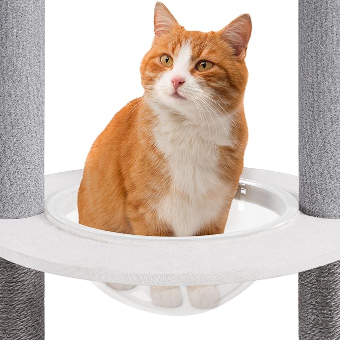 Yaheetech Floor to Ceiling Cat Tree, Cat Climbing Tower with 95-103In Adjustable Height and 6 Scratching Posts, Sturdy Platforms, Multi-Level Window Perches
