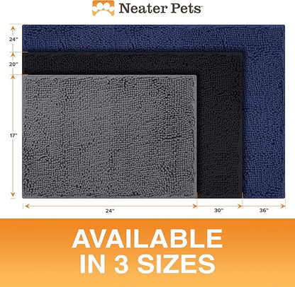 Neater Pets Chenille Dog Door Mat 24” x 17” – Super Absorbent & Quick-Dry Muddy Paws Doormat for Trapping Dirt, Water, Mud - Non-Slip & Machine Washable Pet Rugs for Entryway, Indoor Mud Mats Charcoal