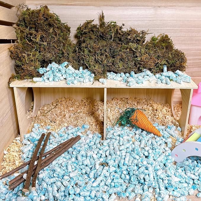 Hamiledyi Wooden Hamsters 2-Chamber Hideout-Tunnel Multi Chamber Exploring Toy Hamster Exploring Tunnel Toy for Hamsters Mice