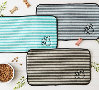 Bone Dry Machine Washable, Ultra Absorbent Pet Mat, 10x18, Gray Stripe