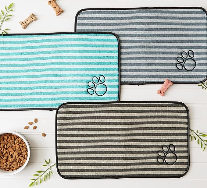 Bone Dry Machine Washable, Ultra Absorbent Pet Mat, 10x18, Brown Stripe