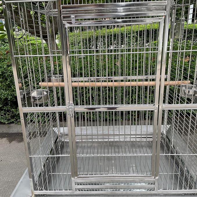 BMWPET SUS201 Stainless Steel Dome Top Style Bird Cage Parrot Cage 40"X30"X66"