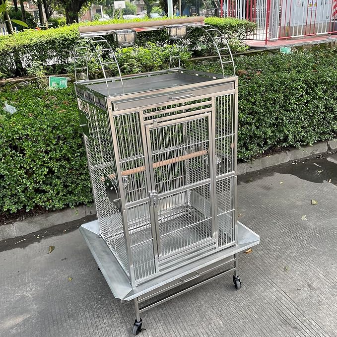 SUS201 Stainless Steel PLAYTOP Style Bird CAGE Parrot CAGE 24"X22"X60"