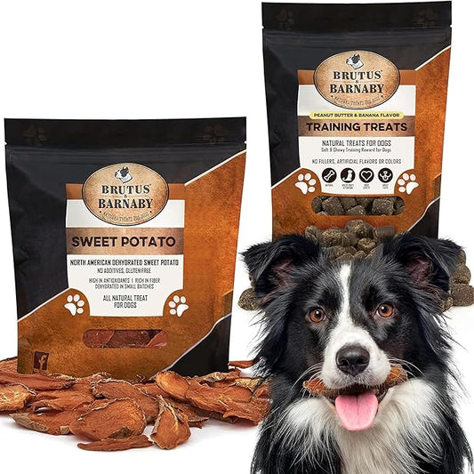 BRUTUS & BARNABY Sweet Potato (8oz) + Training Treats for Dogs (8oz)