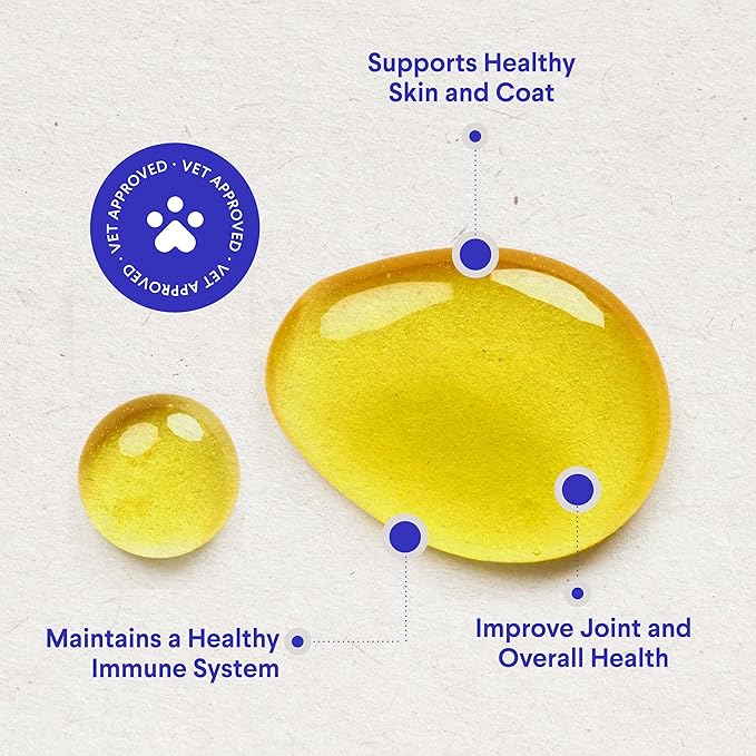 Wonder Paws Fish Oil for Dogs - Omega 3 for Dogs from Alaskan Salmon, Cod & Krill Oil - EPA DHA Fatty Acids - Less Shedding & Itching - Skin, Joint, Immune & Heart Health - Liquid Supplement (16 oz)