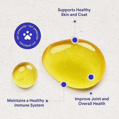 Wonder Paws Fish Oil for Dogs - Omega 3 for Dogs from Alaskan Salmon, Cod & Krill Oil - EPA DHA Fatty Acids - Less Shedding & Itching - Skin, Joint, Immune & Heart Health - Liquid Supplement (16 oz)