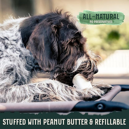 Hank & Roy All-Natural, Peanut Butter Filled Dog Bones, Long Lasting, Engaging Stuffed Shin Bones for Dogs, Individually Wrapped for Odor Control and Freshness