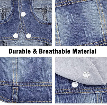 Pet Clothes Dog Jeans Jacket Cool Blue Denim Hoodie Coat, Puppy Clothing Shirt Costume, Doggy Vintage Lapel Vest, Dog Classic T-Shirt Apparel for Small Medium Dogs Cats (Blue, XX-Large)