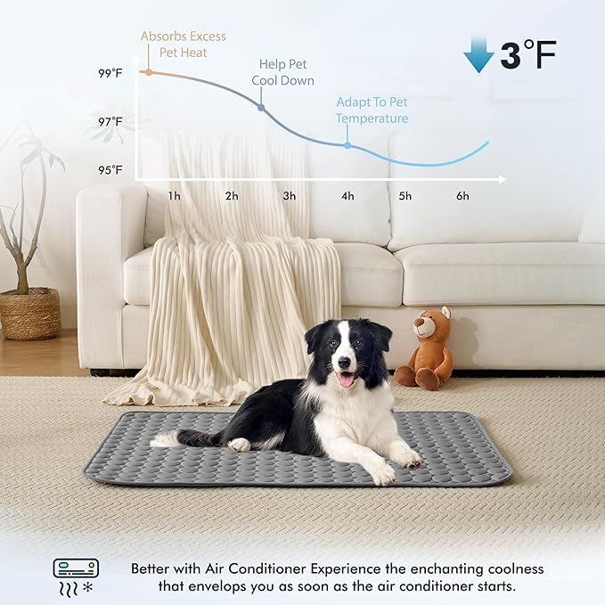 MICROCOSMOS Summer Cooling Mat & Sleeping Pad- Water Absorption Top, Materials Safe, Easy Carry, EZ Clean. Keep Cooling for Pets, Kids and Adults.(Dark Grey, 28" x 22")