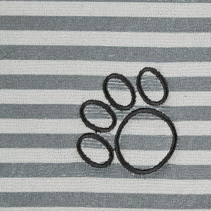Bone Dry Machine Washable, Ultra Absorbent Pet Mat, 10x18, Gray Stripe