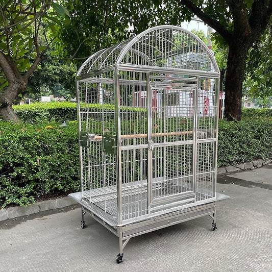 BMWPET SUS201 Stainless Steel Dome Top Style Bird Cage Parrot Cage 40"X30"X66"
