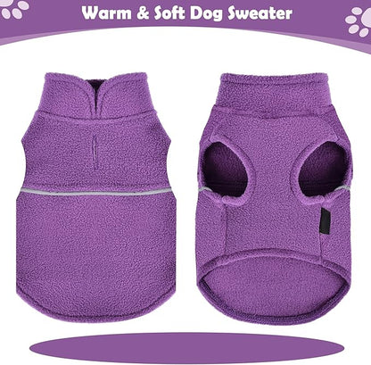 XXS Warm Purple Dog Fleece Vest with Leash Hole - Small Dog Pullover Jacket for Girls, Boys & Dogs