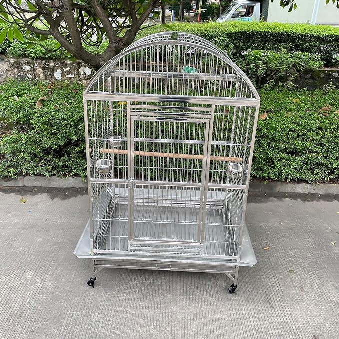 BMWPET SUS201 Stainless Steel Dome Top Style Bird Cage Parrot Cage 40"X30"X66"