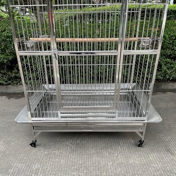 BMWPET SUS201 Stainless Steel Dome Top Style Bird Cage Parrot Cage 40"X30"X66"