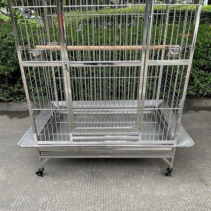 BMWPET SUS201 Stainless Steel Dome Top Style Bird Cage Parrot Cage 40"X30"X66"