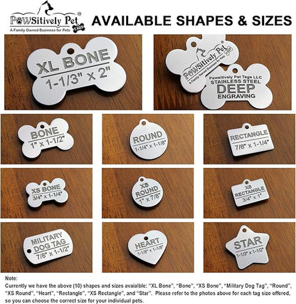Stainless Steel Custom DEEP Engraved Pet ID Tags Personalized Front/Back Dog Tags for Dogs and Cats - Heart 1-1/8"x1-1/8 (2-Side Engraving)