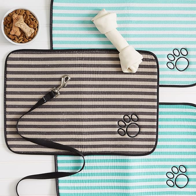 Bone Dry Machine Washable, Ultra Absorbent Pet Mat, 12x18, Brown Stripe