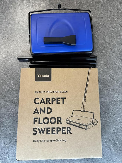 Yocada Carpet Sweeper Cleaner for Home Office Low Carpets Rugs Undercoat Carpets Pet Hair Dust Scraps Paper Small Rubbish Cleaning with a Brush Dark Blue