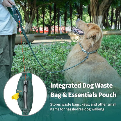 Dog Slip Lead Dog Leash, Heavy Duty No-Pull Training Leash w/Poop Bag Holder, Anti-Tangle, Multi-Handles & Reflective Thread for Medium, Large Dogs 5.5FT Black