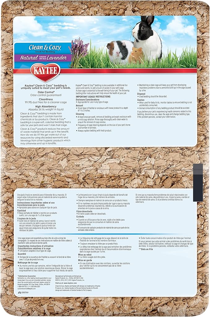 Kaytee Clean & Cozy Natural Bedding with Lavender 100 Liters