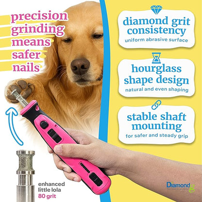 Diamondg Dog Nail Grinder Bit, 1 Pack - Compatible with Dremel, Diamond Bit for Pet Nails with 80 Grit Body & 120 Grit Polishing Bowl - Ideal for Small Dogs Under 30lbs., Enhanced Little Lola