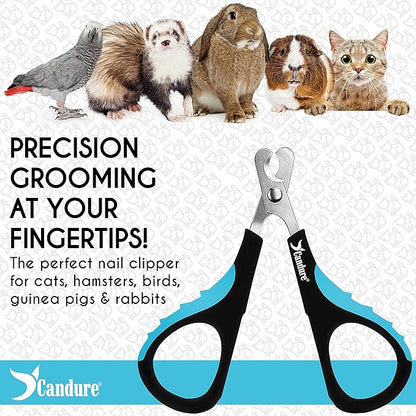 Candure Cat Nail Clipper Stainless Steel Cat Claw Trimmers for Rabbits, Guinea Pigs, Birds, Puppies, Kittens and Small Animals Pet Nail Clipper for Professional and Home Use (Blue)