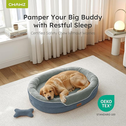 XL Orthopedic Dog Bed, Extra Large Dog Bed, Dog Sofa for Large Sized Dogs with Full-Surround Bolsters, Dual-Sided Dog Cooling Bed with Memory Foam, Washable Sofa with Nonslip Bottom, Dark Grey