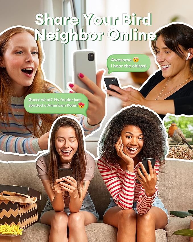 Wooden Smart Bird Feeder with Camera, 1080P HD Video Bird Feeders with Solar Powered, AI Birds ID for 10,000+ Species, IP65 Waterproof, WiFi Birdhouse Camera for Birds Watching Gifts