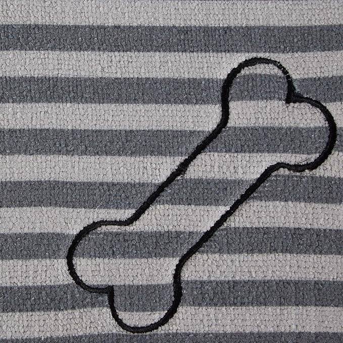 Bone Dry Machine Washable, Ultra Absorbent Pet Mat, 12x18", Gray Stripe