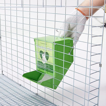 CounttyLivin Metal Small Animal Feeder with Lid, Heavy Duty, Large Capacity Food Dispenser, Great for Rabbits, Guinea Pigs, Chinchillas and Other Small Animals. (4.6 inch, Green)